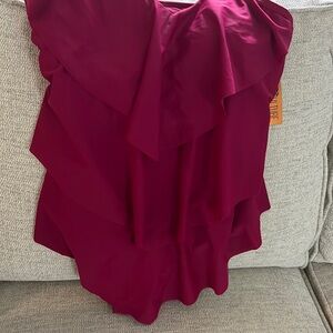 Hot Pink Swimsuit with tiered ruffles and adjustable straps. Size 12 NWT.